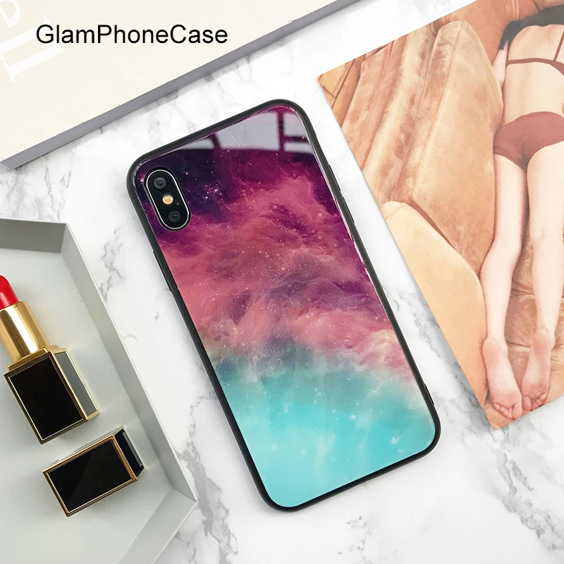 

GlamPhoneCase Granite Marble Protective Phone Case For iPhone 6 6S 7 8 Plus X Hard Glass Phone Back Cover Coque
