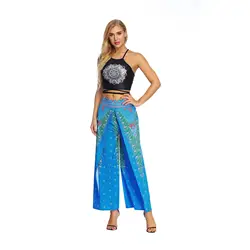 Для женщин брюки Харадзюку летние богемные в стиле гарема, с широкими штанинами Бохо пляжные брюки для девочек, большой размер Pantalon