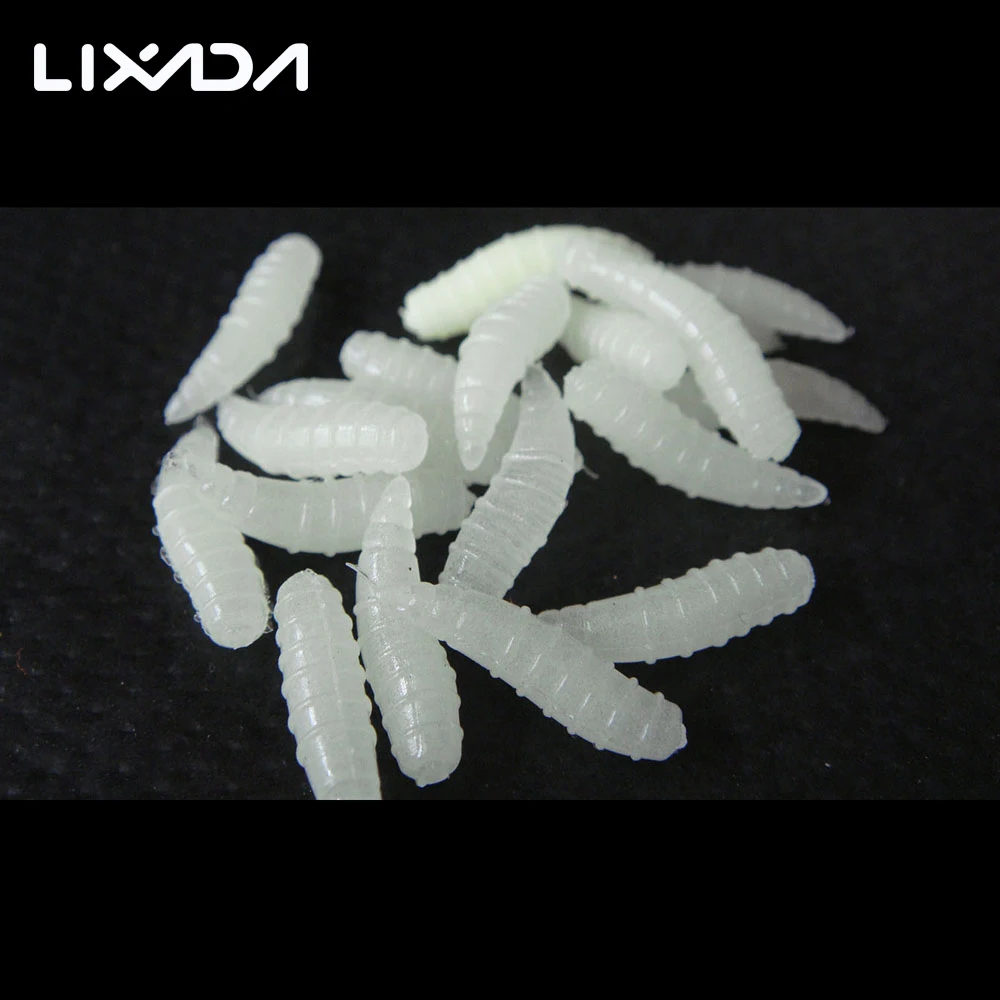 

Lixada New Arrival 50Pcs 1.6cm Fishing Lure Maggot Grub Soft Baits Worms Pesca Noctilucent Luminous Night Glow