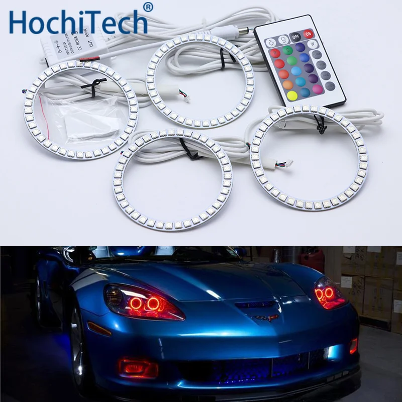 

For Chevrolet Corvette 6 generation C6 2005 2006-2013 Multi-color Led Angel Eyes Kit RGB Halo Rings Daytime Running Light DRL