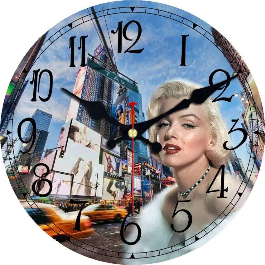 Шикарные Мэрилин красота винтажный Узор Деревянные картонные настенные часы, европейские ретро часы для шикарного домашнего офиса Кафе Декор - Цвет: Woman Wall Clock 23