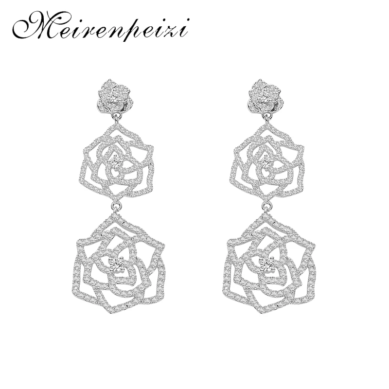 

Copper Trend Personality Earrings Flowers Gold Silver Pendant Earrings Wedding Party Jewelry High Quality