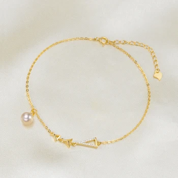 

925 Sterling Silver Pearl Bracelet Chain Findings, Fashion Bracelet Settings Jewelry Parts Fittings Charm Accessories 2 Color
