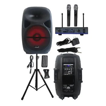 

STARAUDIO 2500W PA 15 Inch Karaoke Active Powered DJ Light Speaker Stage Stand 2CH Wireless UHF Handheld Microphone SCS-15RGB