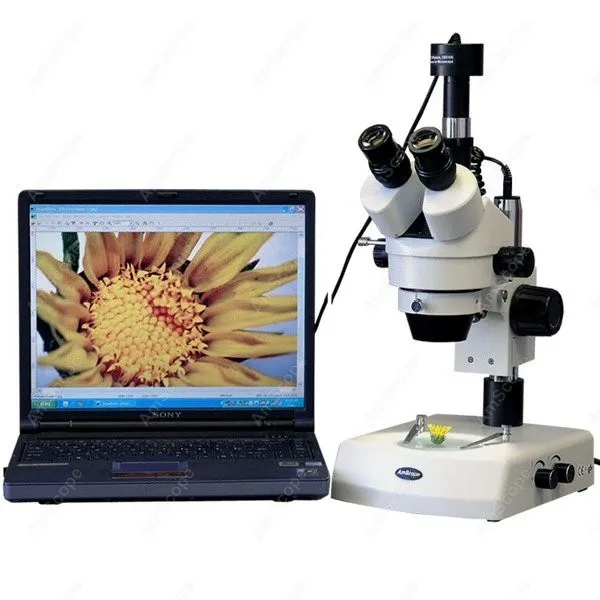 Trinocular Stereo Microscope--AmScope Supplies 3.5X-90X Trinocular Stereo Zoom Microscope with Dual Halogen Lights + 9MP Camera Trinocular Stereo Microscope--AmScope Supplies 3.5X-90X Trinocular Stereo Zoom Microscope with Dual Halogen Lights + 9MP Camera