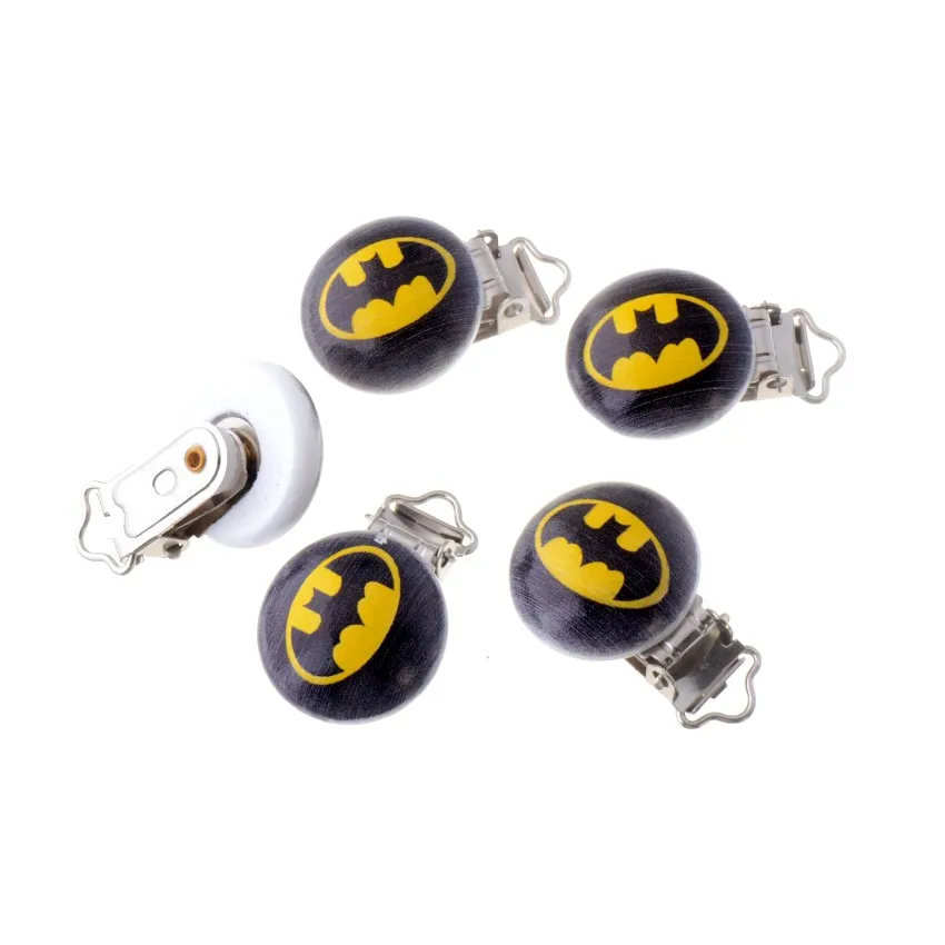 

5PCs Baby Pacifier Clips Lovely Cartoon Pattern White Wood Metal Holders Cute Infant Soother Clasps Funny Accessories