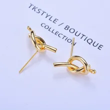 118) 6 шт 17,5 мм 24K позолоченные латунные серьги-гвоздики с узлом Высокое качество DIY ювелирных изделий