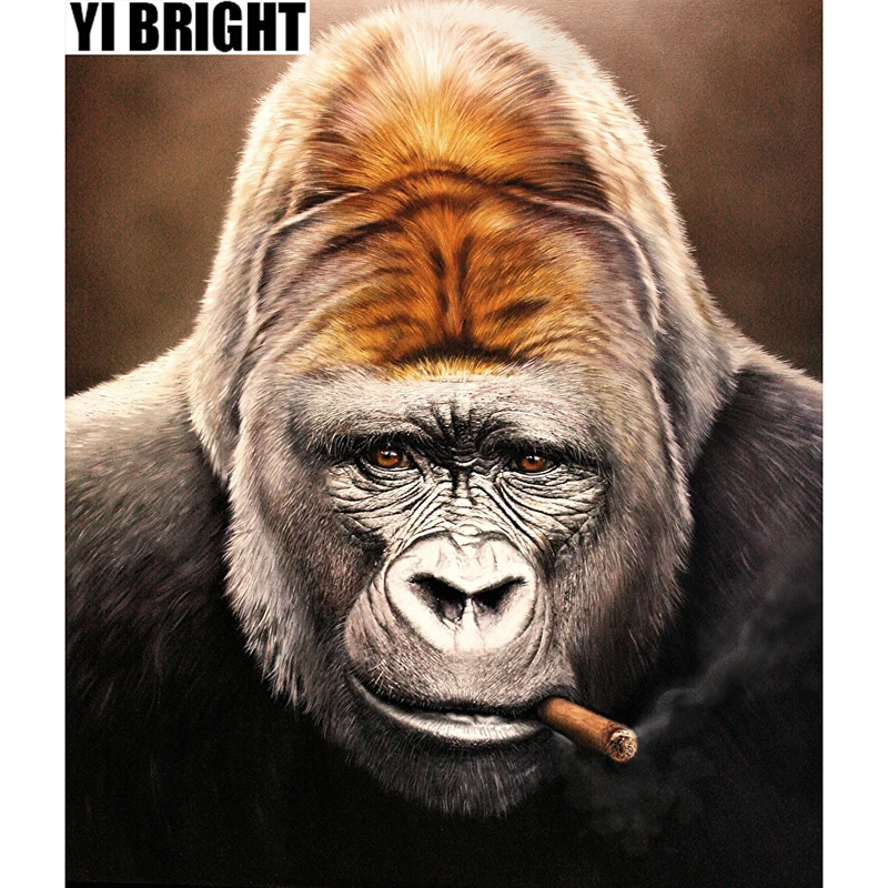 Full squareround drill 5d diy diamond painting smoking cool gorilla Full squareround drill 5d diy diamond painting smoking cool gorilla