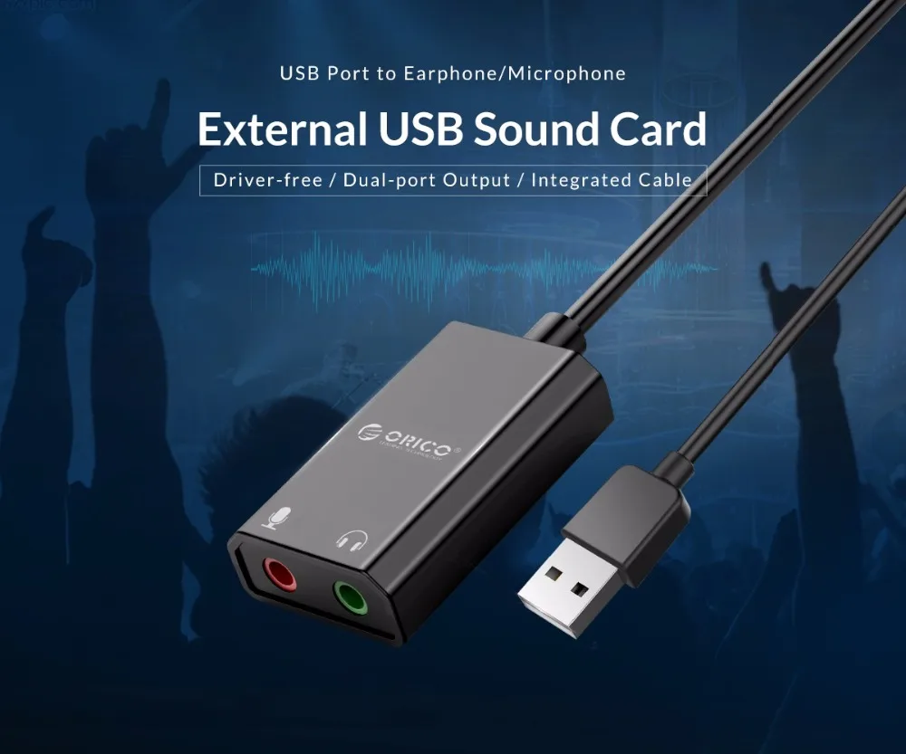 ORICO Портативная USB внешняя звуковая карта USB для наушников/микрофона интерфейс звуковая карта 10 см длина кабеля для Windows/Mac/Linux