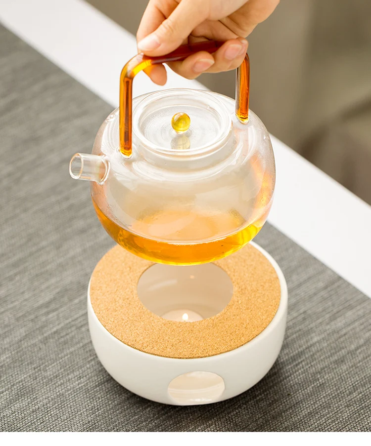 Современный простой белый керамический чайник нагревательная база свеча вареный чай нагреватель кофе молоко грелка плита чай церемония Аксессуары подарок