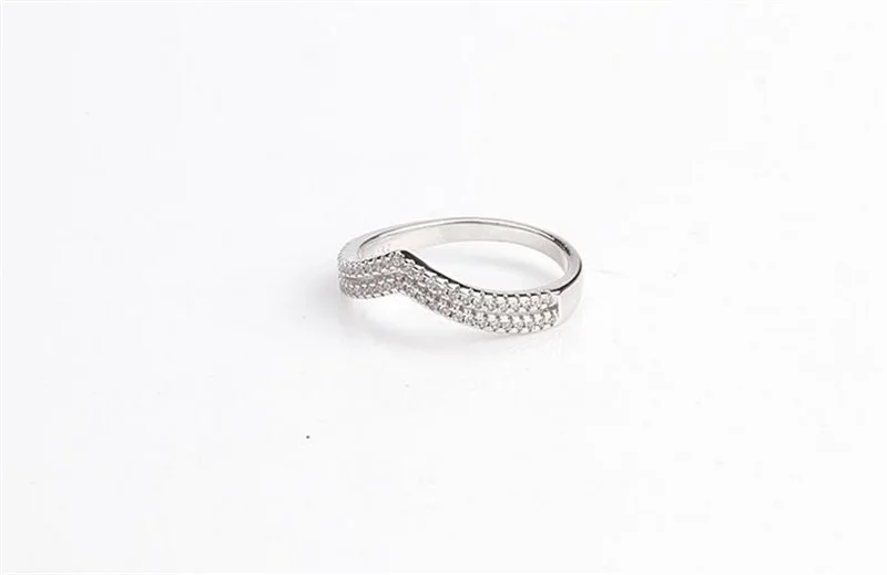 Акция YANHUI, новинка, модное кольцо, 925 пробы, серебро, кубический цирконий, ювелирное изделие, Трендовое, двойное, v-образная форма, кольца для женщин JZ228