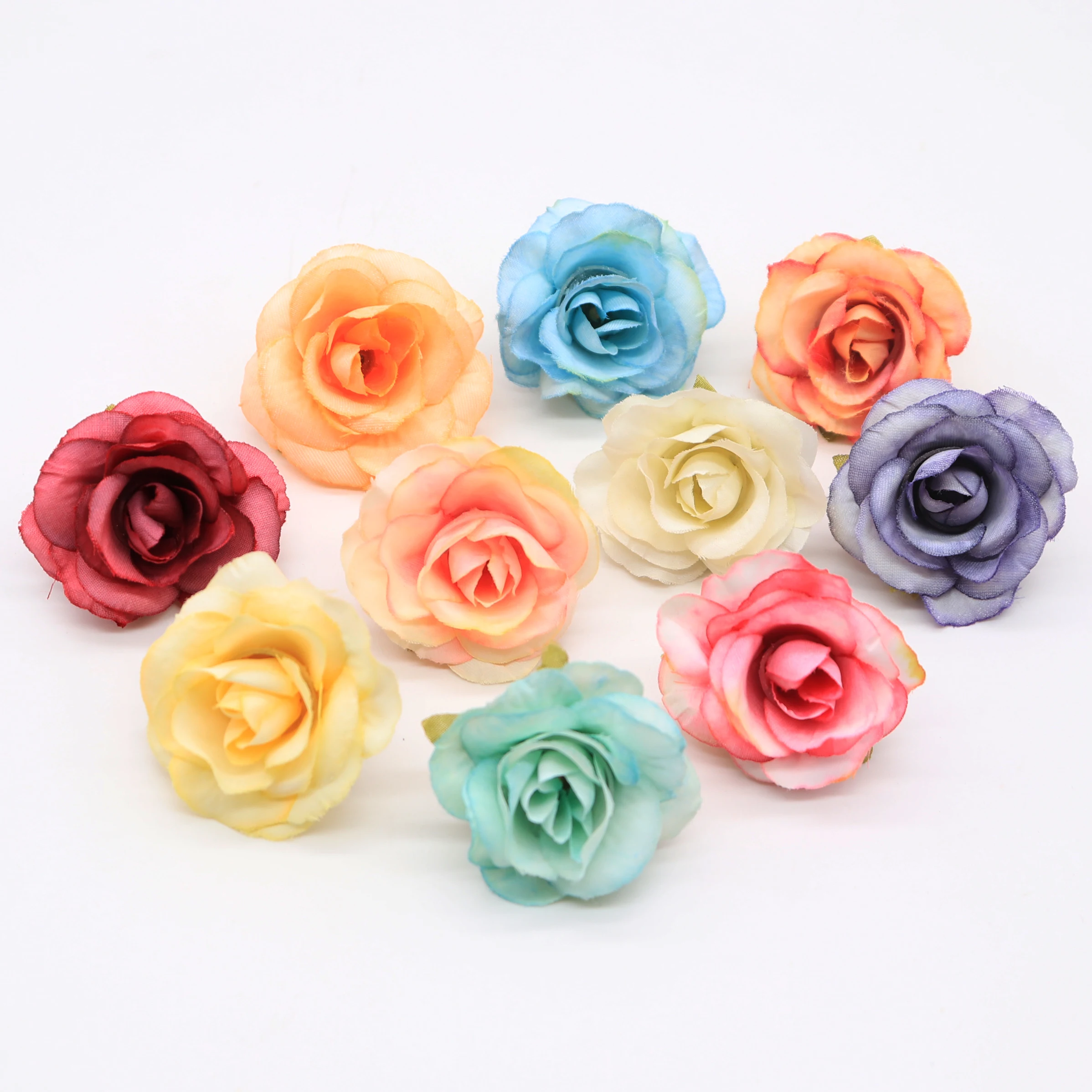 

New 10pcs artificial flower 4cm silk rose flower head wedding party home decoration DIY wreath scrapbook gift box craft