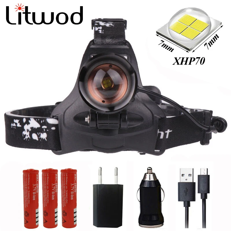 

z25 Litwod XHP70 Headlight 32000lum powerful Led headlamp zoom Head light head lamp flashlight torch Lantern for 18650 battery