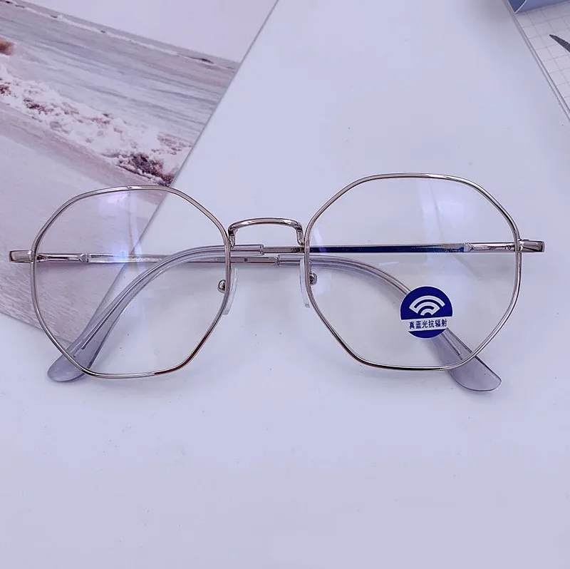 Men Vintage Anti Blue light Glasses Frame Round Women Lens Myopia Optical Mirror Simple Metal Anti-blue Clear Eyewear Frames