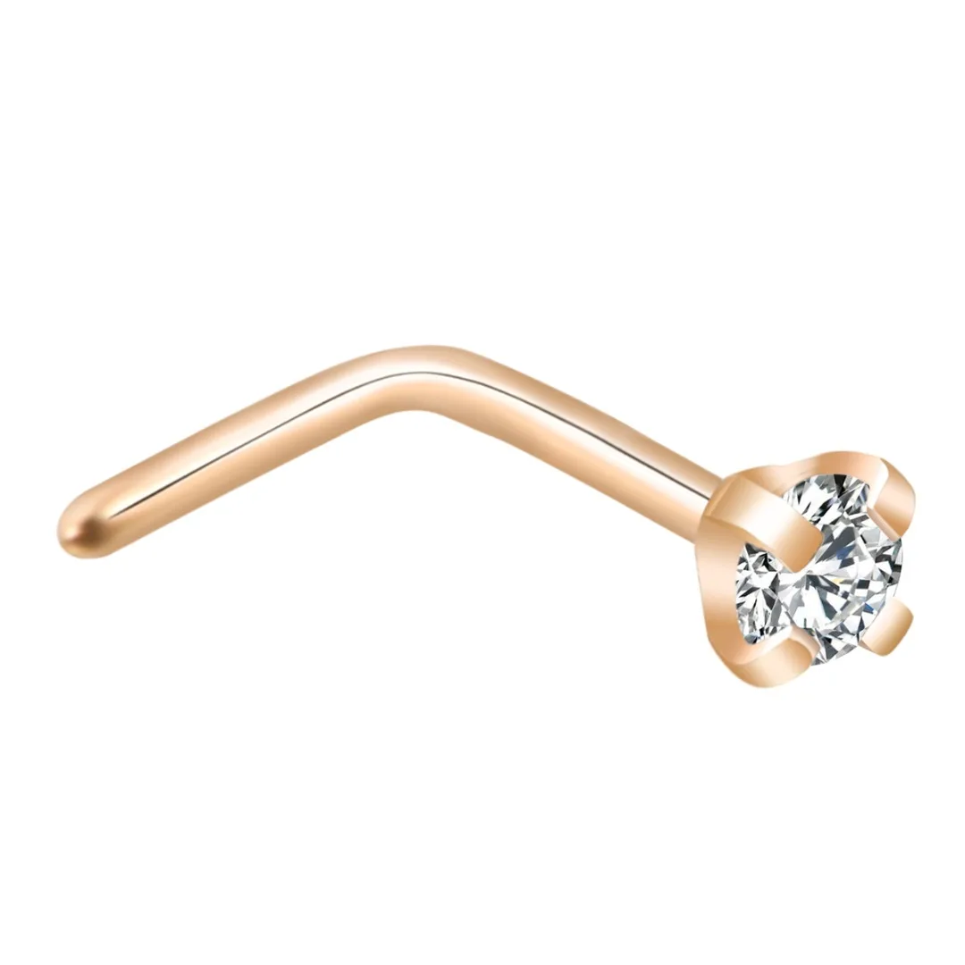 Fashion Crystal Nose Studs Surgical Steel Cubic Zirconia 0.8*7mm Nose Rings Shellhard Sexy Women Body Piercing Jewelry