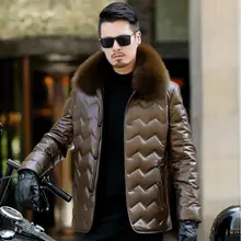 Batmo, Новое поступление, зимние куртки высокого качества из натуральной кожи, 90% белый утиный пух, воротник из лисьего меха, мужские коричневые пальто 803