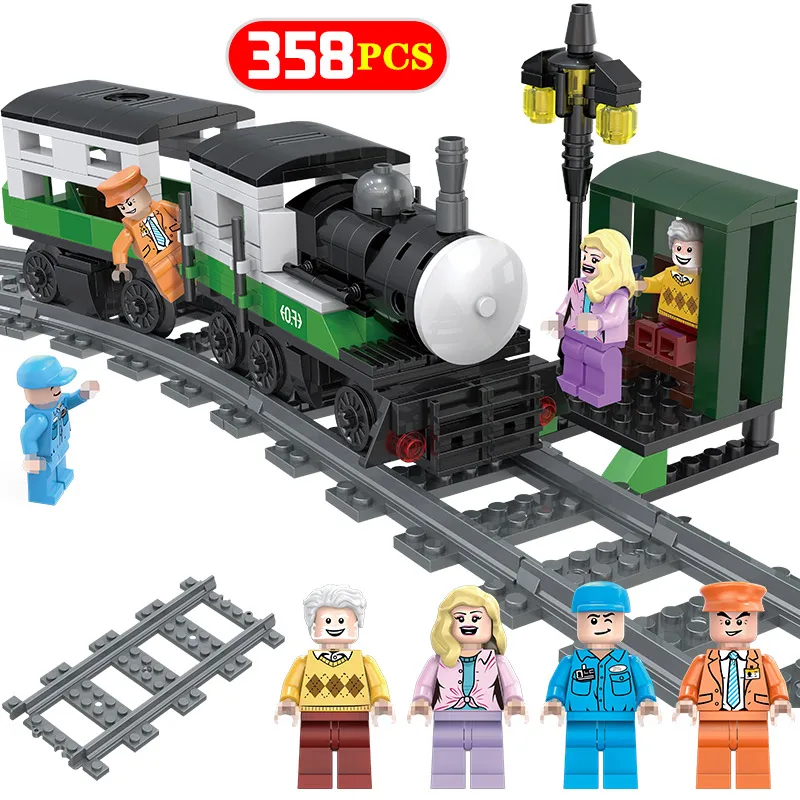 City Series Emerald Passenger Train Technic Bricks Set Compatible LegoINGLY City Technic Figures Model Building Block Child Toys