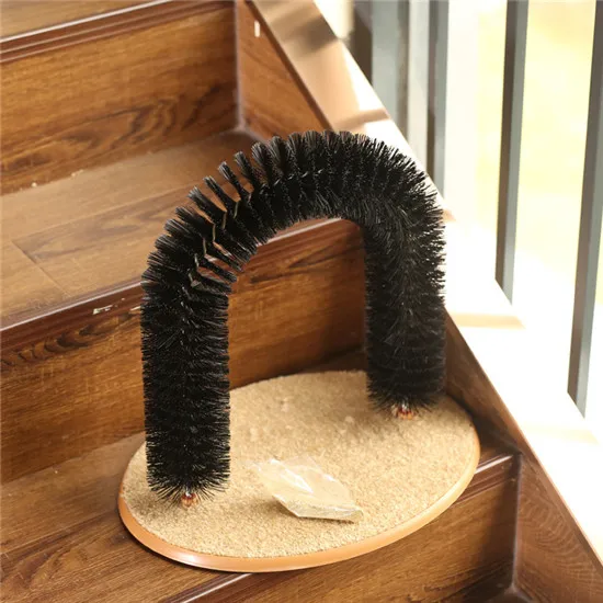 Arch Pet Cat Self Groomer With Round Fleece Base Cat Toy Brush Toys For Pets Purrfect Scratching Devices