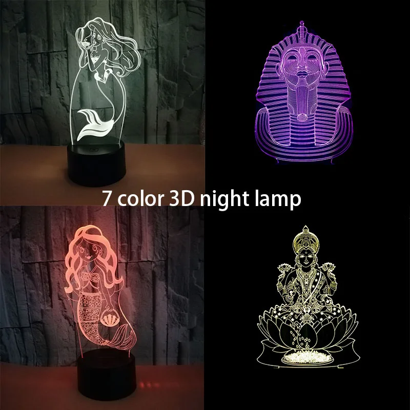 

3D night light lovely mermaid shape 7 color table lamp USB LED lamp as a gift or decoration Night Lamp Indoor Decor