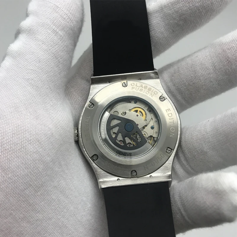 7 ألوان رجالي فاخر الميكانيكية ووتش 42 مللي متر الإنزلاق السلس الذهب حالة الأزرق الهاتفي ساعة بحزام مطّاطي الياقوت الزجاج AAA + الرياضية الساعا...