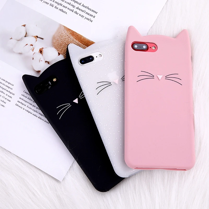 

Cute 3D Cartoon Silicon Case For Samsung Galaxy S8 S9 A6 A8 Plus 2018 J3 J5 J7 2017 2016 Capa Glitter Beard Cat Ears Phone Cover