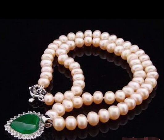 

FREE SHIPPING Fast SHIPPINGReal Pink Pearl Green Cubic Zirconia 18KWGP Crystal Clasp Pendant & Necklace # HOT sell
