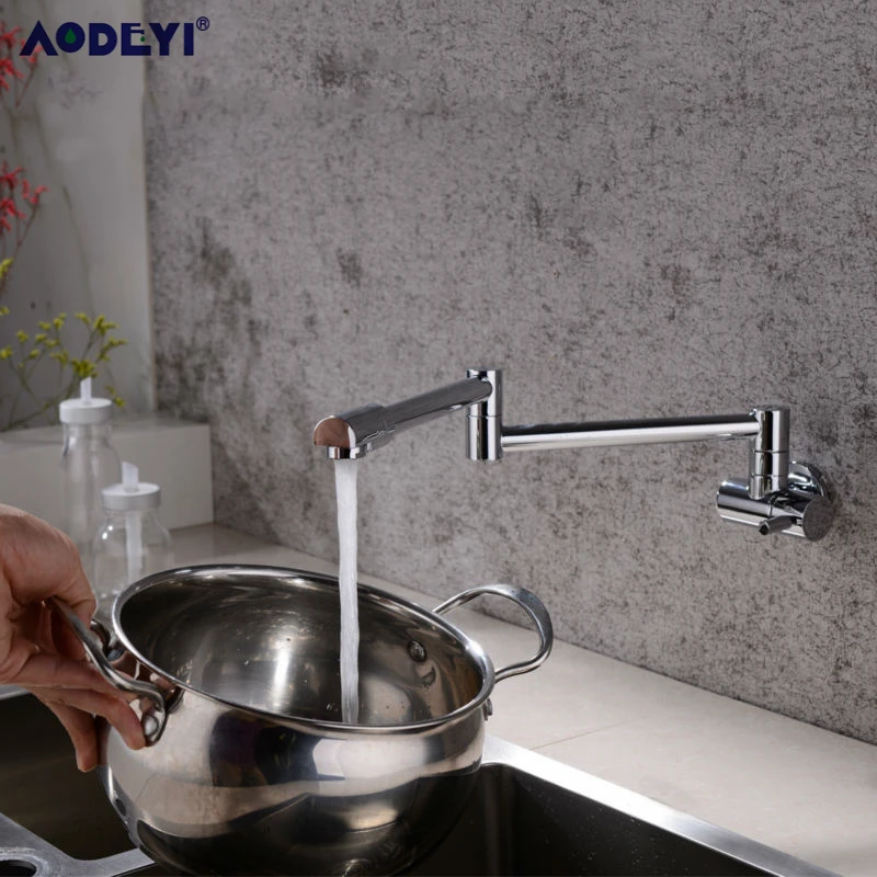 Online Messing Wand Montiert Küche Wasserhahn Topf Füllstoff Wasserhahn Swivel Folding Versenkbare Dreh Stretch Becken Wasserhahn Waschbecken Tap