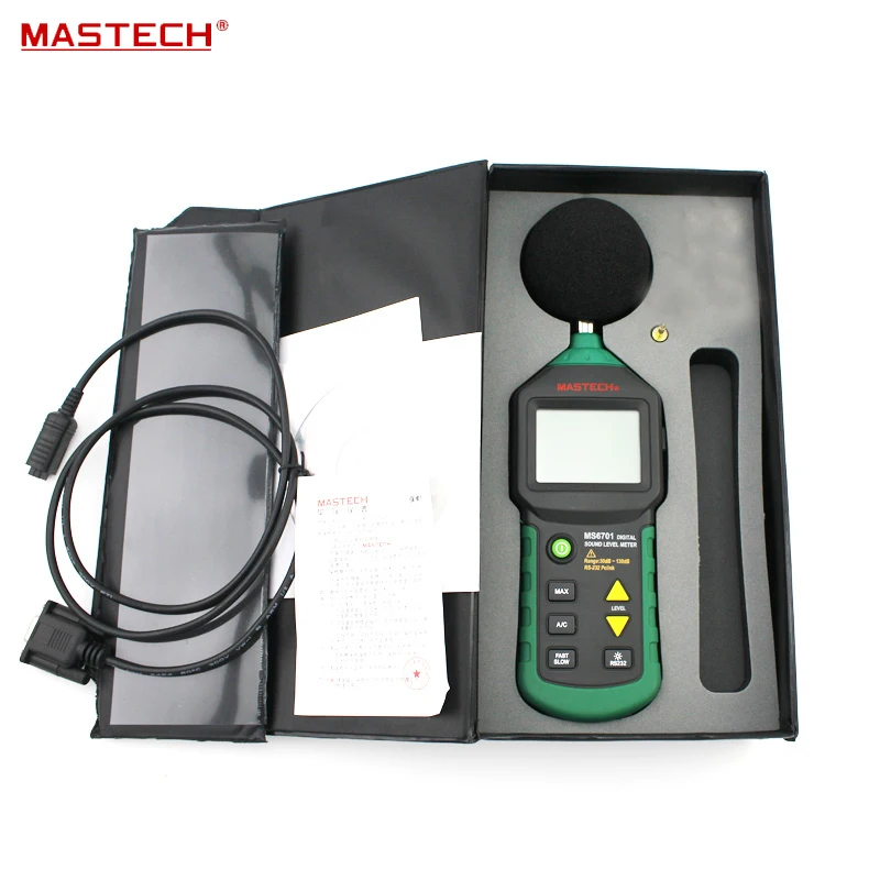 

Autoranging Digital Sound Level Meter Decibel Tester With RS232 Interface and Software , 30dB to 130dB MASTECH MS6701