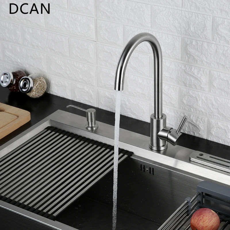  DCAN Tap Kitchen Faucet 360 Degree Swivel Stainless Steel Kitchen Sink Faucet Single Handle Hot and - 32890098241