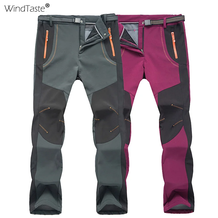 WindTaste las mujeres de los hombres de invierno térmico senderismo pantalón impermeable al aire libre senderismo Camping caliente pantalones de Softshell hombre mujer KA041