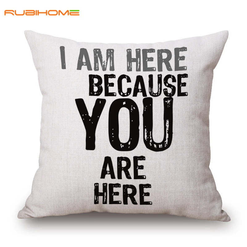 RUBIHOME Fashion Europe and black white letter Decorative Cushion Cover Throw Pillowcase Polyester Fabric Home Decor Sofa