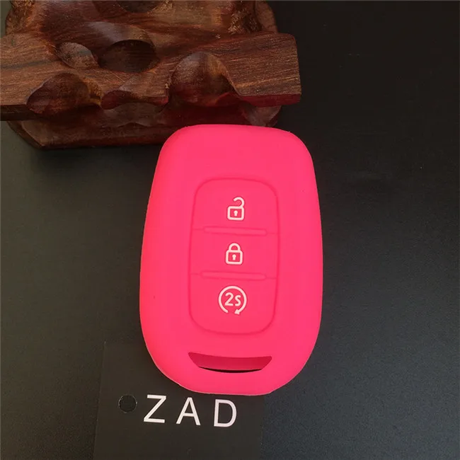 ZAD 3 кнопки силиконовый резиновый чехол для ключа автомобиля для Renault Duster Megane Duster Sandero Kangdoo Captur Twingo 3 кнопки - Название цвета: rose