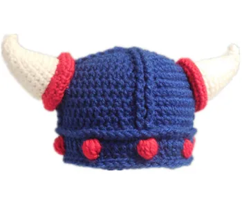 

New Children Infant Handmade Crochet Winter Hats Kid Viking Horns Hat Knitted Caps Snapback Swag Skullies Caps Free Shipping
