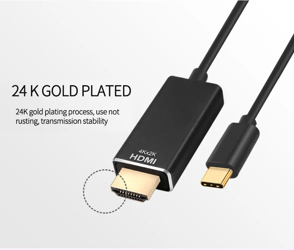 Type-C to HDMI Cable Type C HDMI 4K 60HZ 1.8M 6Ft HDTV Adapter  For Macbook Samsung Galaxy S9 S8 Huawei Mate 10 HDMI to Type-C Cable (9)