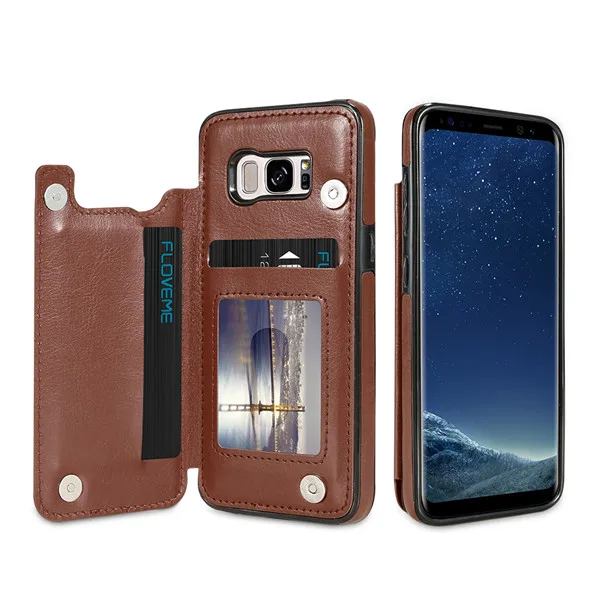 Kisscase Case Ретро Флип кожаный чехол для Samsung Galaxy S8 S9 Plus Слот для карты держатель Телефонные Чехлы для Samsung S7 S7 Edge Note 8 - Цвет: Brown