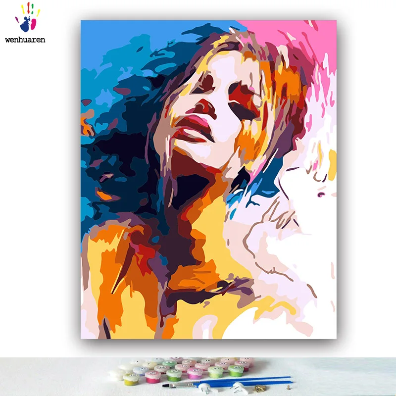 DIY картинки для раскраски по номерам с цветами красочные freehand сексуальная красота картина Рисование по номерам в рамке дома - Цвет: 21058