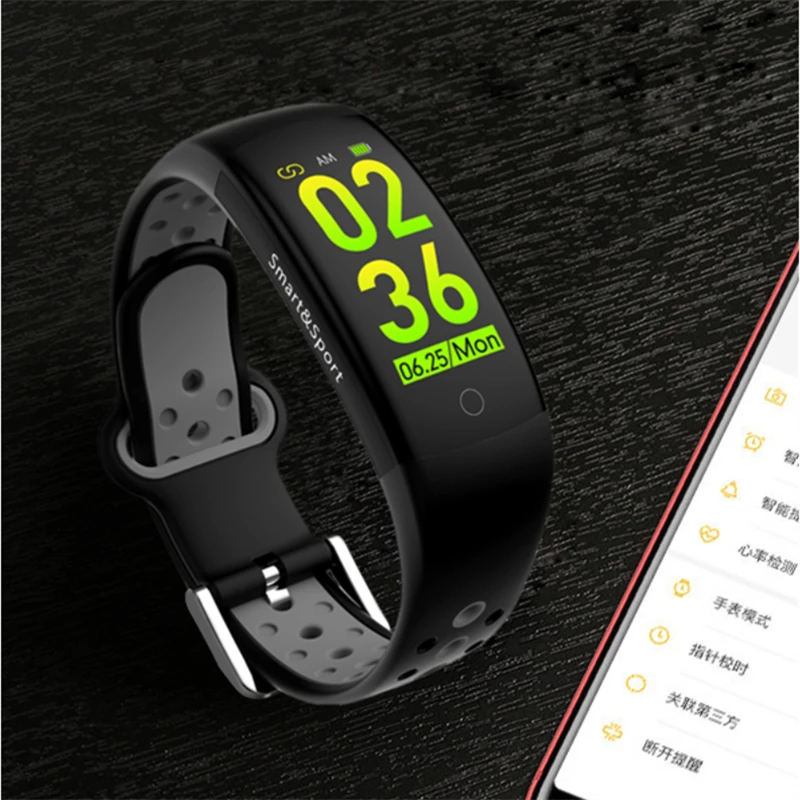 

Q6S Men's Smart Bracelet Watch Fitness Tracker Wristband Waterproof IP68 Blood Pressure Heart Rate Smart Watch for Android IOS