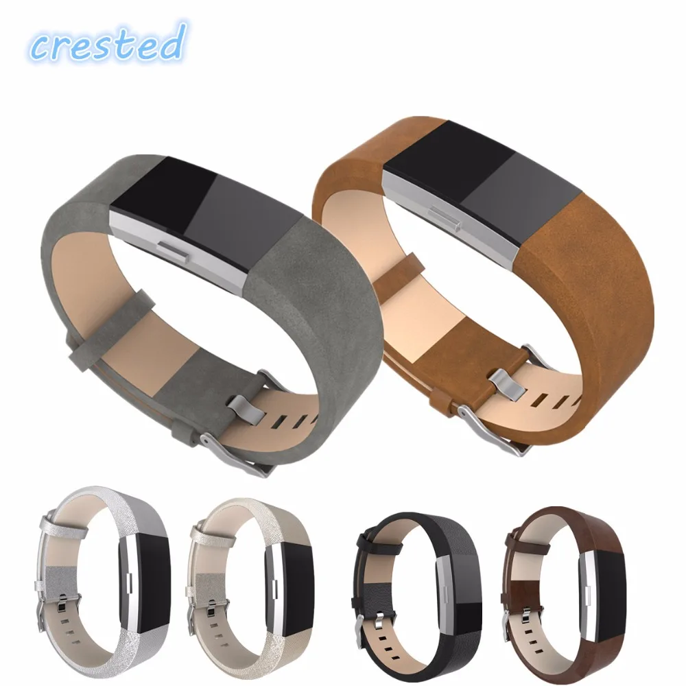 

Genuine Leather Strap For Fitbit Charge 2 Band Smart Bracelet Replacement Watchband For Fitbit Charge2 With Steel Buckle