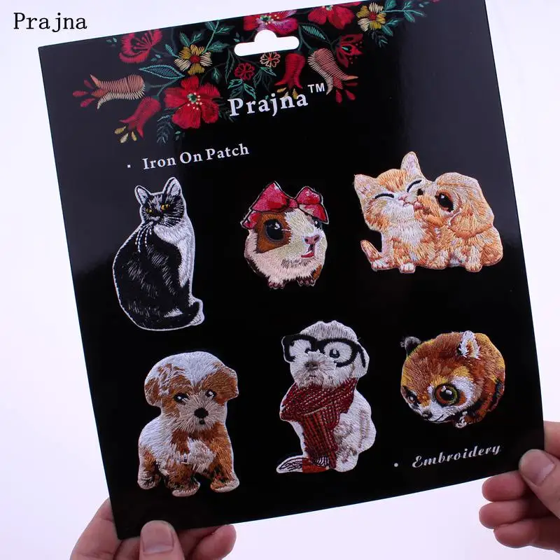 348 41 De Réductionprajna 3d Chat Hamster Chien Patch Patchs De Broderie Badge Applique Fer Sur Dessin Animé Mignon Patchs De Couture Pour