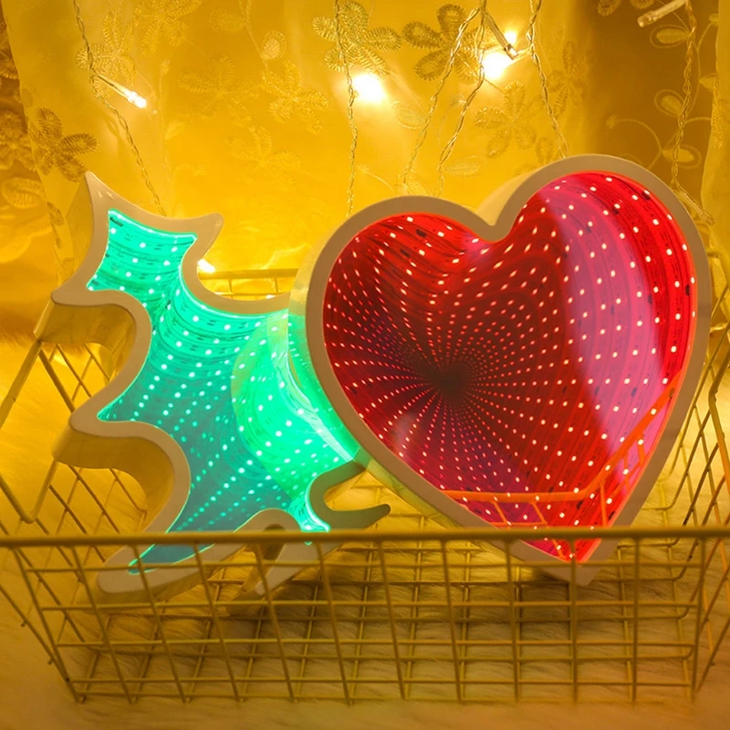 Светодиодный ночник туннель 3D зеркальная лампа Рождественская елка украшение стола для дома подарки