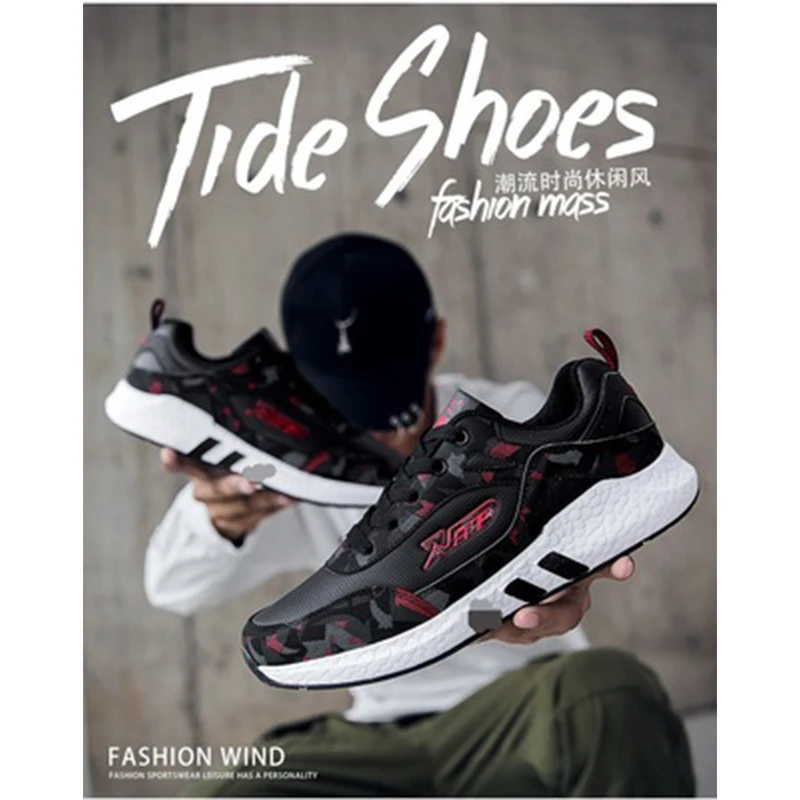 

Stylish Four Seasons Running Shoes For Men Air Breathable Lightweight Sports Shoes Black Red Male Gym Sneakers