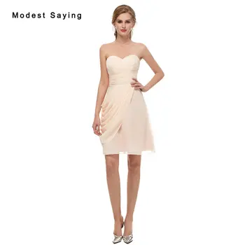 Wholesale Elegant Champagne Sweetheart Chiffon Bridesmaid Dresses 2019 Formal Girls Short Ruched Maid of Honor Party Prom Gowns
Wholesale Elegant Champagne Sweetheart Chiffon Bridesmaid Dresses 2019 Formal Girls Short Ruched Maid of Honor Party Prom Gowns