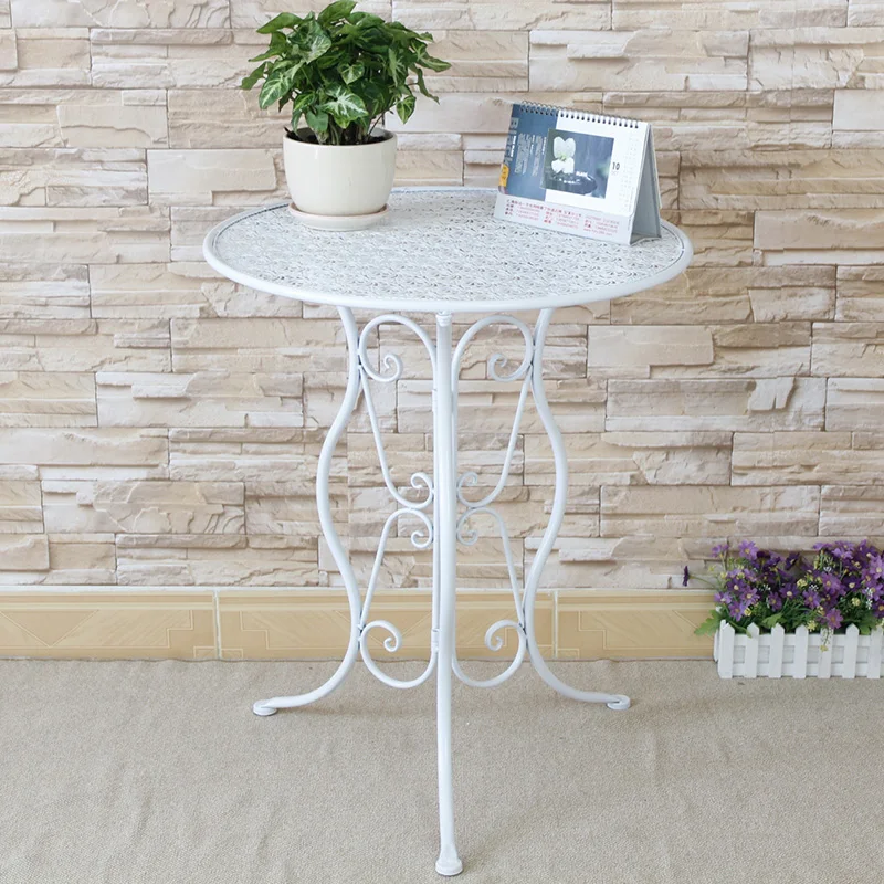 Металлический круглый чайный столик для отдыха угловой журнальный столик для балкона простой креативный стиль боковой стол