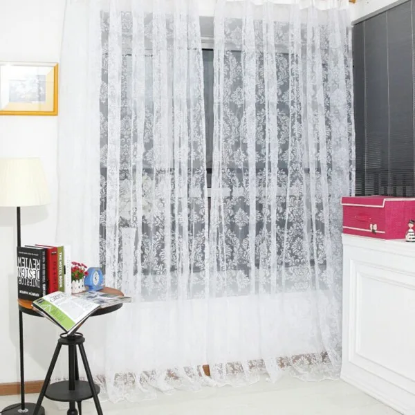 1*2 м роскошный Тюль бронзовые оконные экраны двери балконные занавески панели отвесные шарфы - Цвет: Белый
