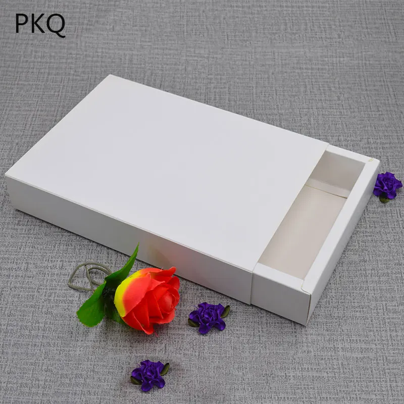 10 шт./лот 20 размеров белый картон коробка для упаковки черный бумажная Выдвижная коробка коричневый крафт-бумага для мыла коробка конфет большой DIY хранения Коробки - Цвет: Белый