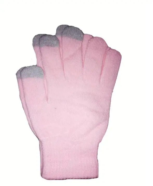 Fashion Female Wool Knitting Touched Screen Gloves Winter Women Warm Full Finger Gloves Stretch Warm Guantes Knit Mitten - Цвет: Light Pink