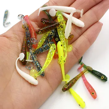 

50pcs 3.5cm 0.4g The small bait 3D Eyes Soft floating Bionic Artificial pan fish Luminous color Ice/sea fishing Lure Soft Bait