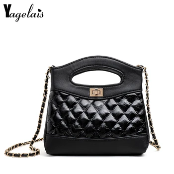 

New Trend Lattice Small Women PU leather Messenger Clutch Bags Designer Mini Shoulder Lady Chain Crossbody Bags With Metal Buck