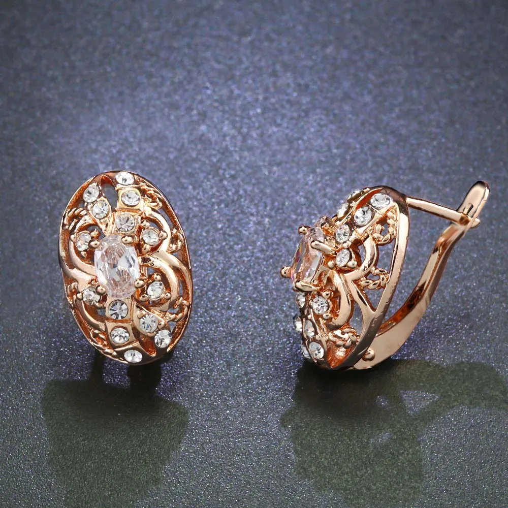 OCESRIO модные овальные циркониевые золотые 585 серьги-гвоздики для женщин 585 серьги из розового золота с камнями модные ювелирные изделия ers-j84