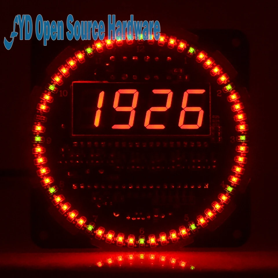DS1302 clock  18b20 temperature display alarm clock function Rotating LED electronic clock kit